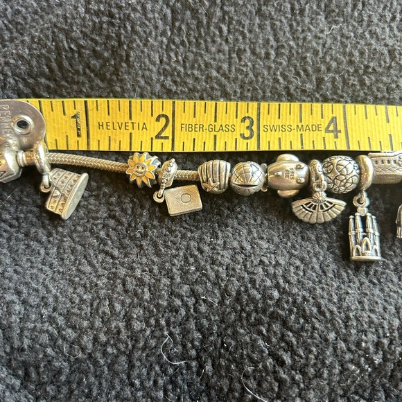 Pandora 20 Charm 925 Sterling Travel Theme USA Ship Airplane 8Hanging 8"Bracelet - Picture 7 of 9